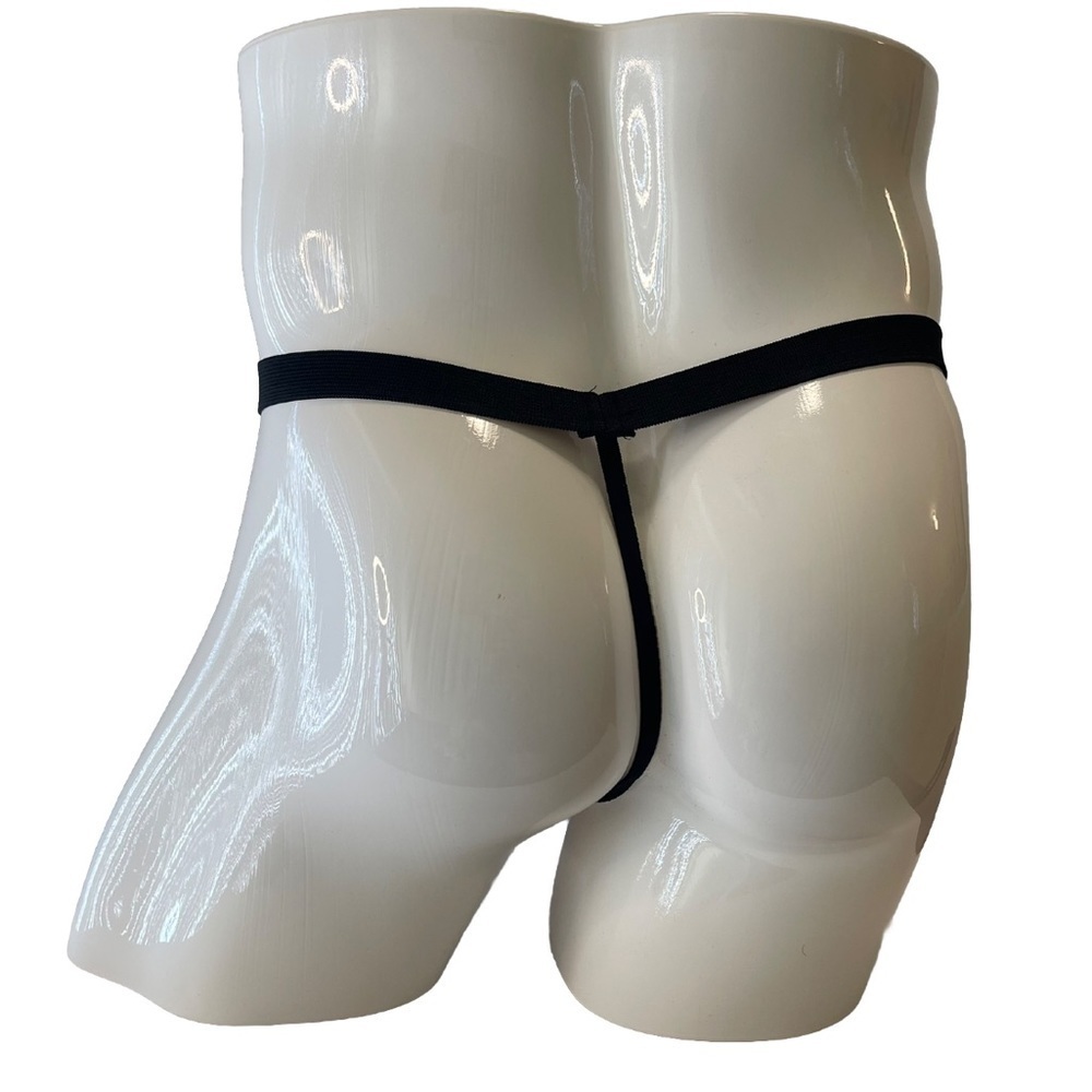 Thong G-String Black Medium Mens Zipper Front Reveal New With Tags - Picture 5 of 8
